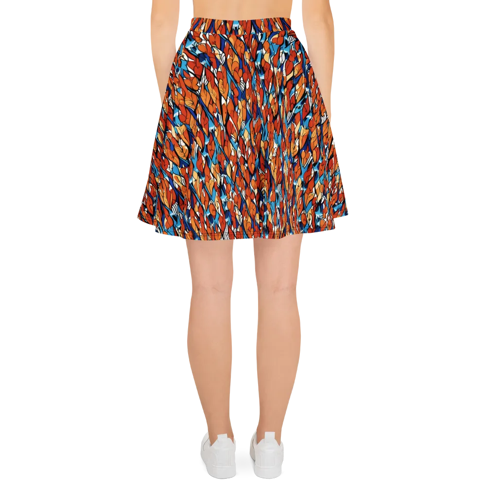 Cobalt Poppy on Skater Skirt — Back