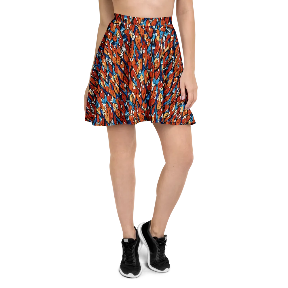 Cobalt Poppy on Skater Skirt — Front