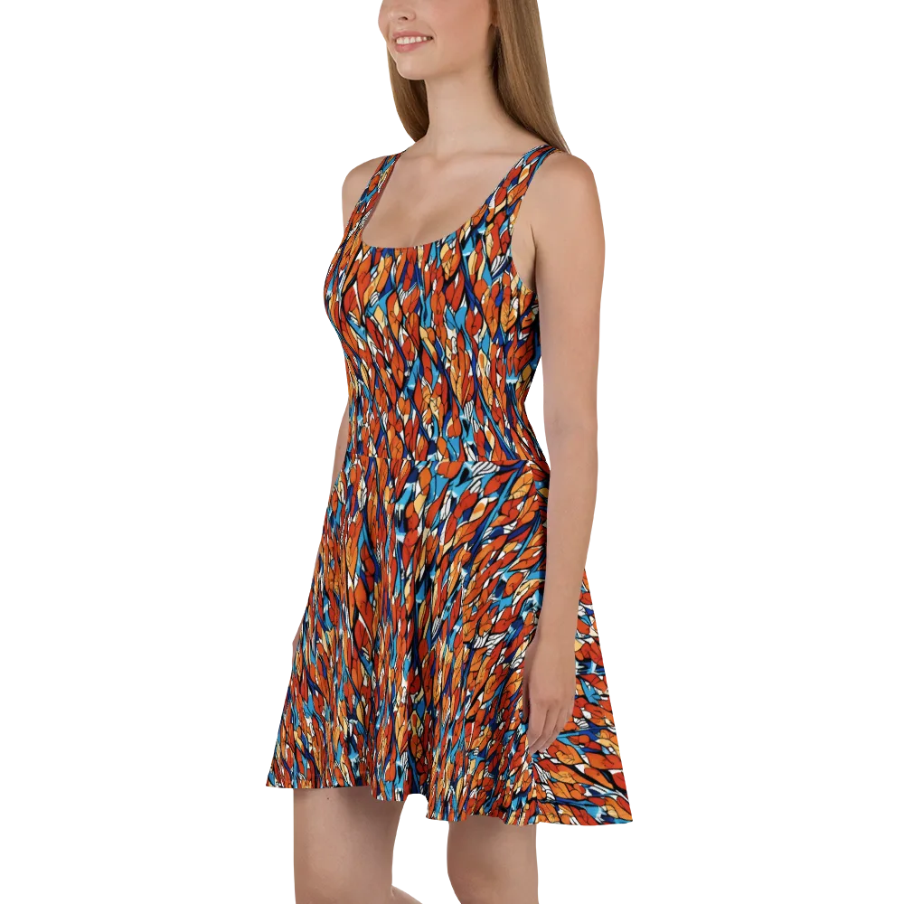 Cobalt Poppy on Skater Dress — Left