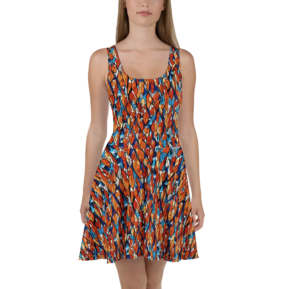 Cobalt Poppy on Skater Dress — Front
