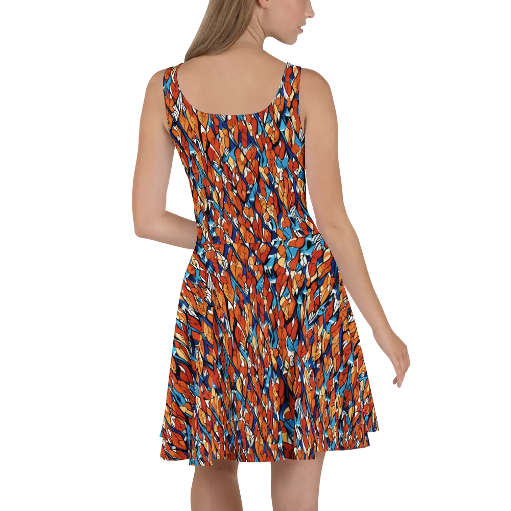 Cobalt Poppy on Skater Dress — Back