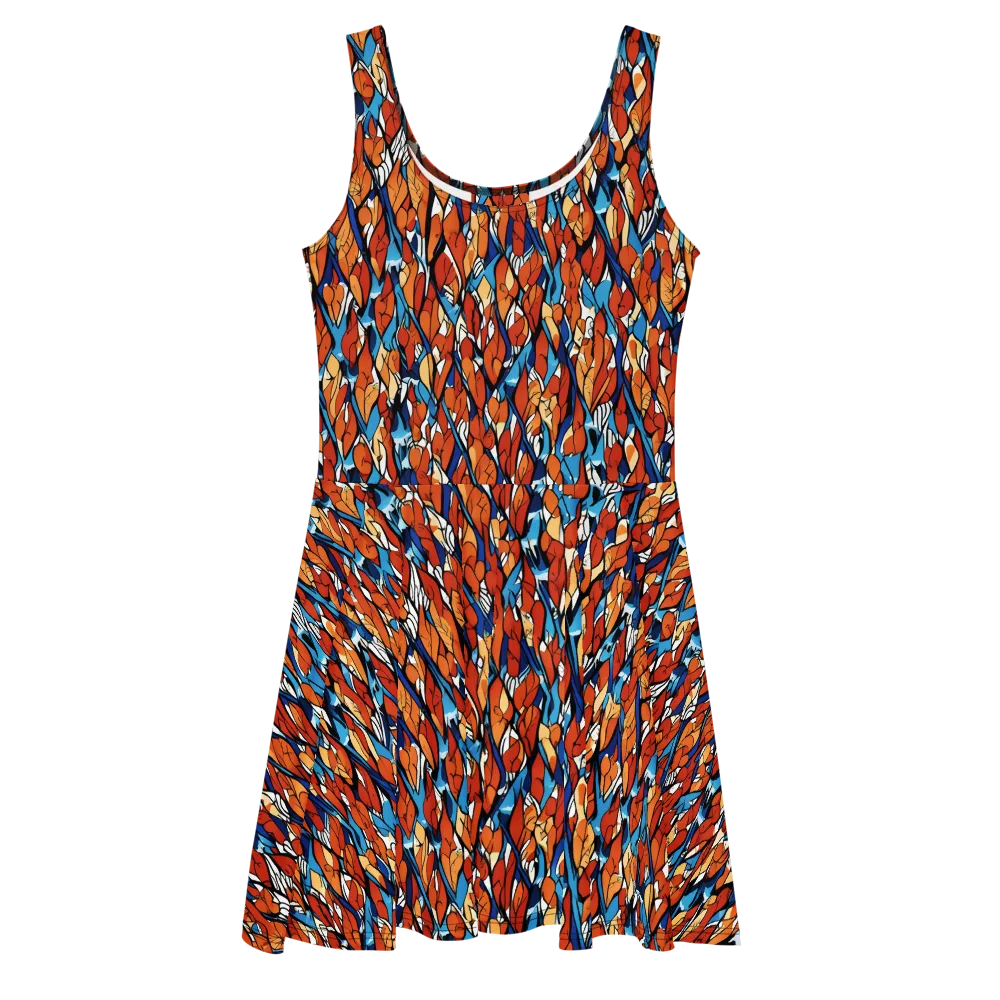 Cobalt Poppy on Skater Dress — Front