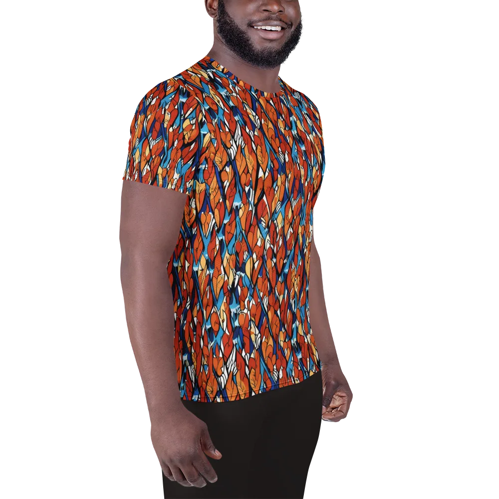 Cobalt Poppy on Men's Athletic T-Shirt — Right