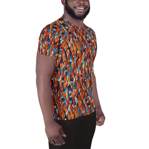 Cobalt Poppy on a Men's Athletic T-Shirt
