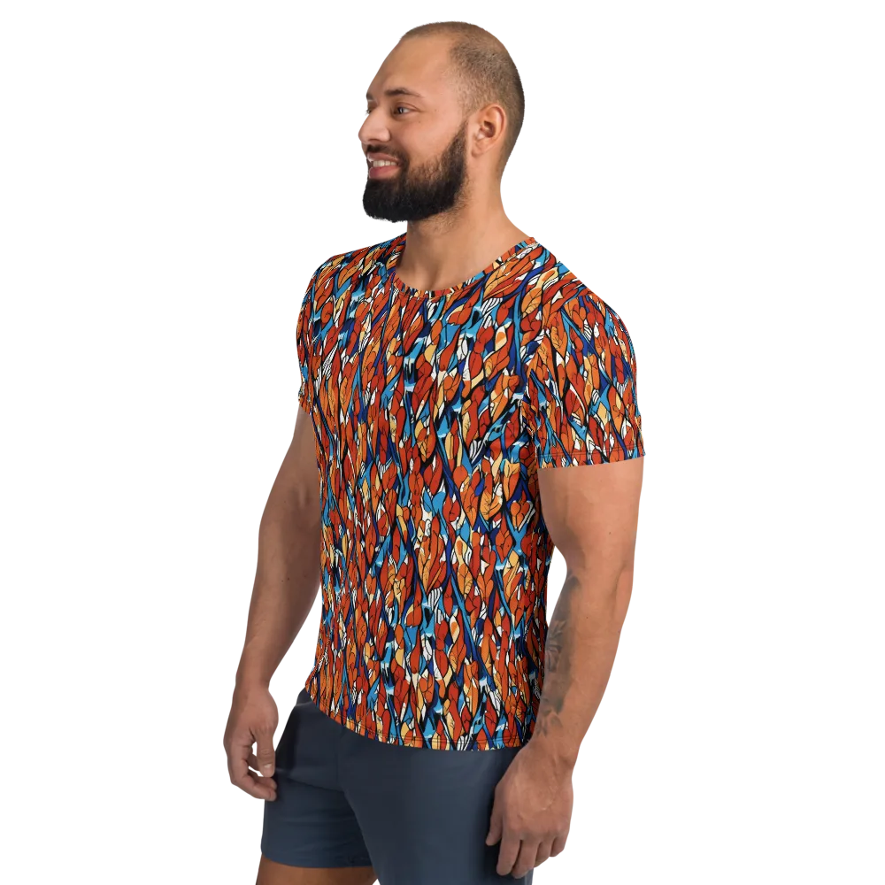 Cobalt Poppy on Men's Athletic T-Shirt — Left