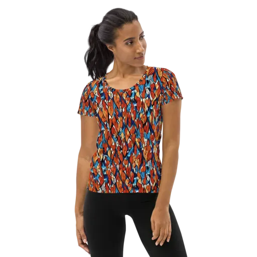 Cobalt Poppy on a Women's Athletic T-Shirt