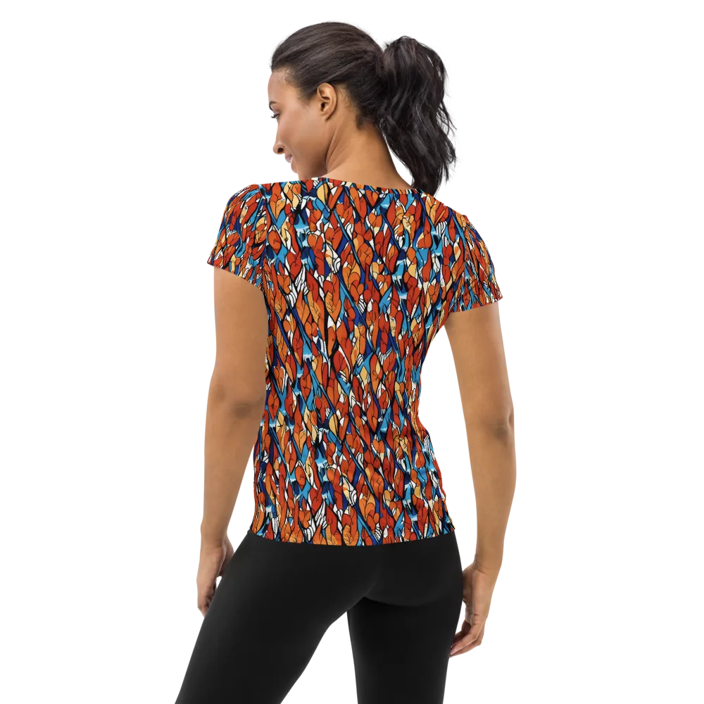 Cobalt Poppy on Women's Athletic T-Shirt — Back