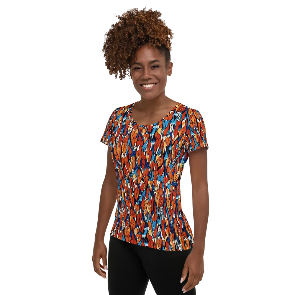 Cobalt Poppy on Women's Athletic T-Shirt — Left