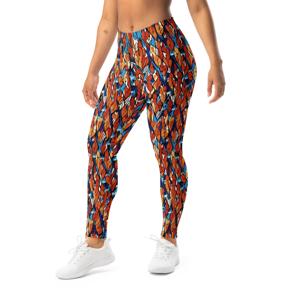 Cobalt Poppy on Leggings — Left Front