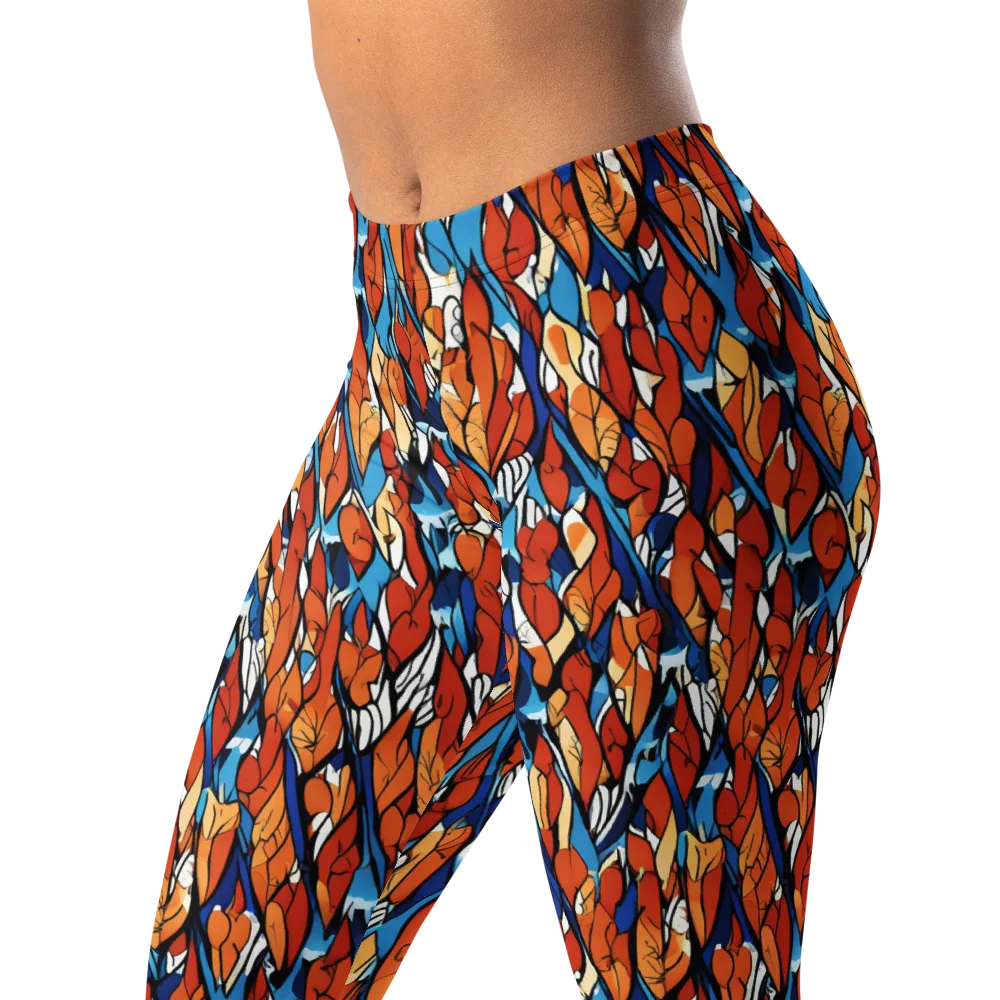 Cobalt Poppy on Leggings — Left Front