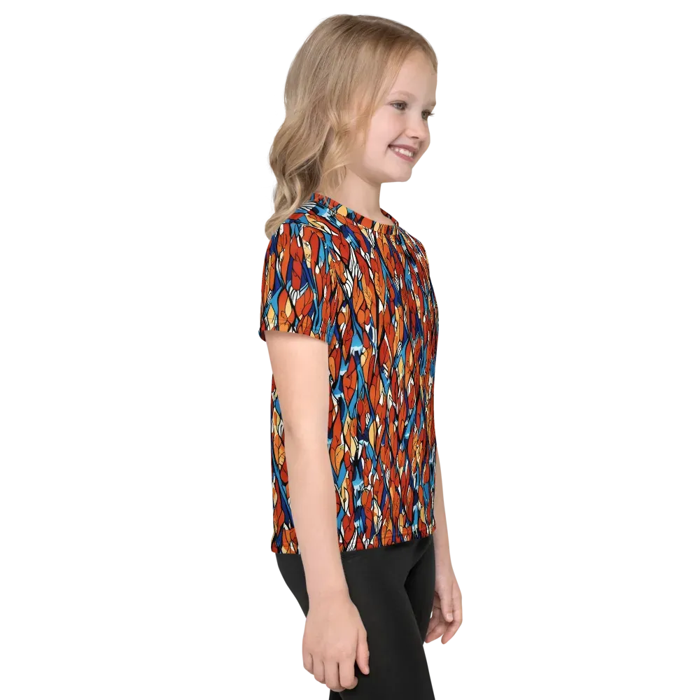 Cobalt Poppy on Kids Crew Neck T-Shirt — Right