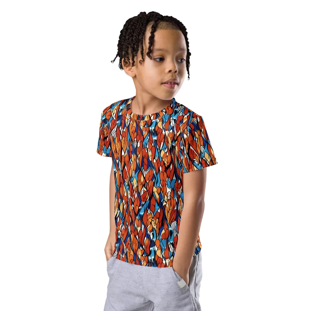 Cobalt Poppy on Kids Crew Neck T-Shirt — Left Front