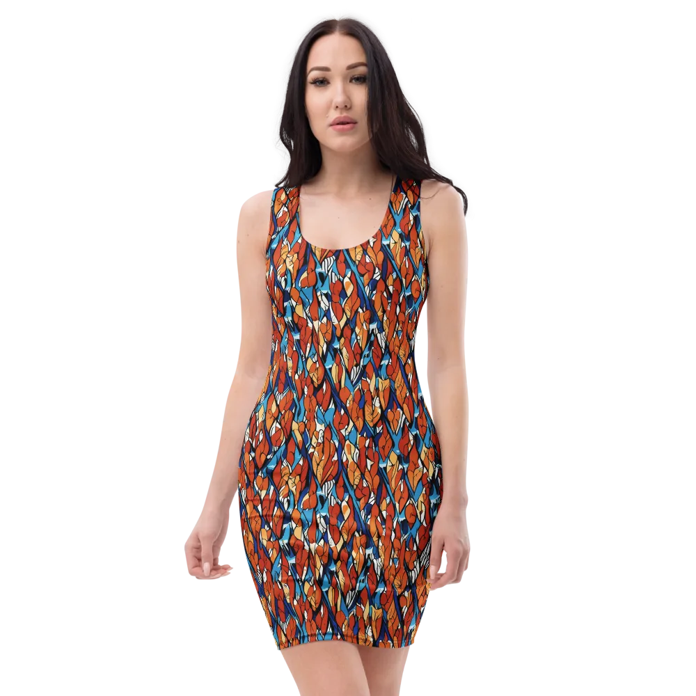 Cobalt Poppy on Bodycon Dress — Front
