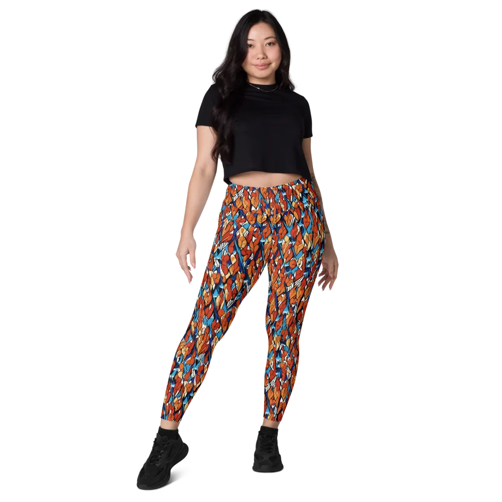 Cobalt Poppy on Leggings with Pockets — Front
