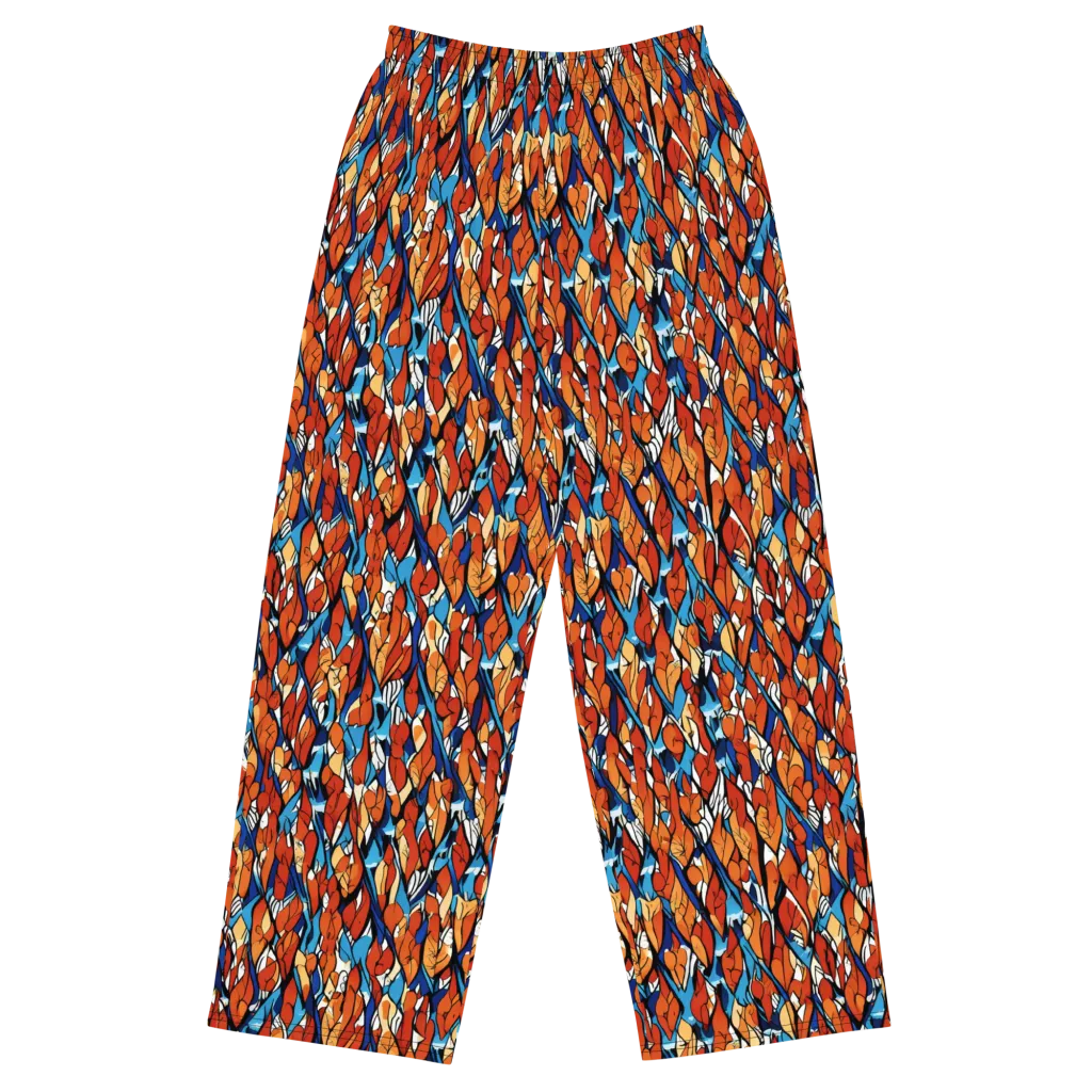 Cobalt Poppy on Wide-Leg Pants — Front