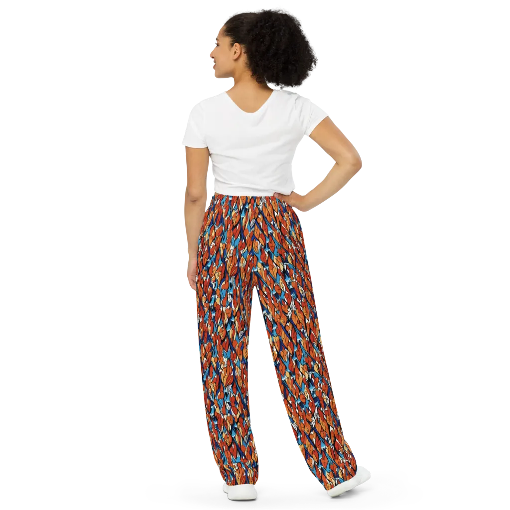 Cobalt Poppy on Wide-Leg Pants — Back