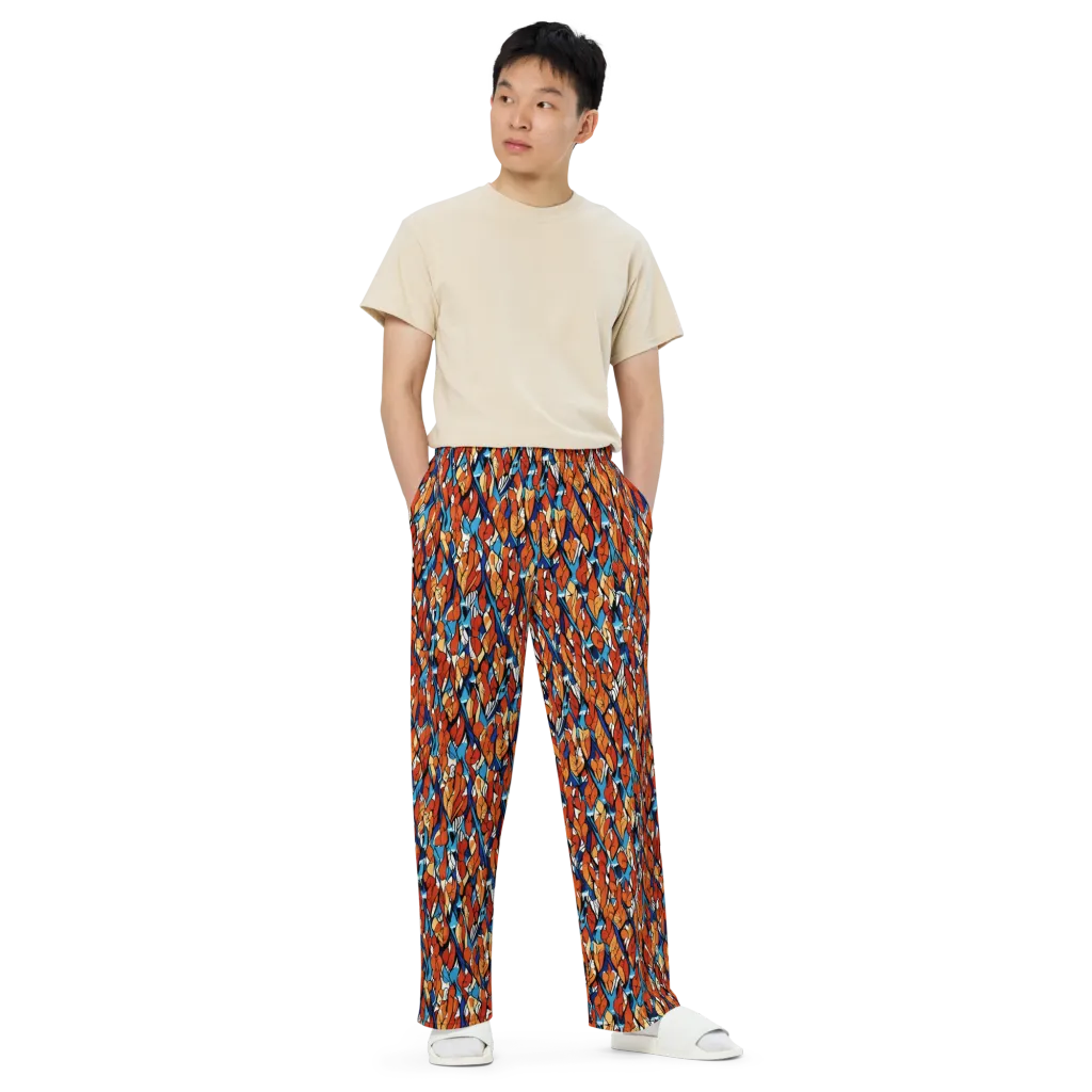 Cobalt Poppy on Wide-Leg Pants — Front