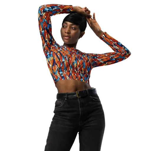 Cobalt Poppy on a Long Sleeve Crop Top