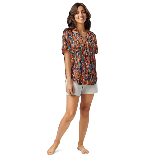 Cobalt Poppy on a Women's Short Sleeve Pajama Top