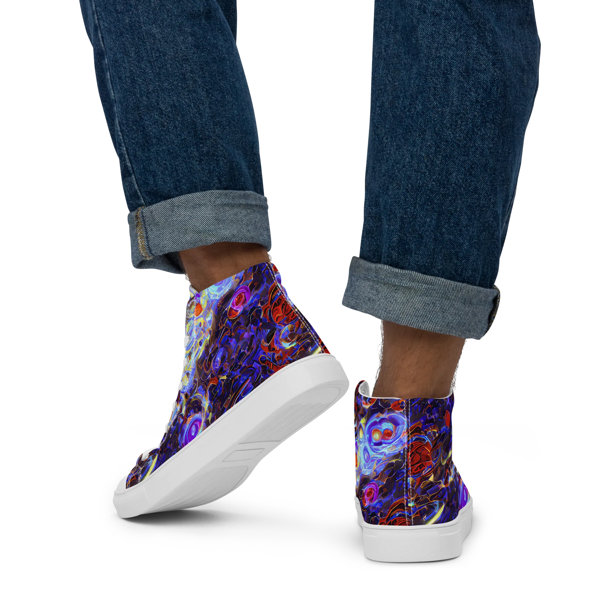 Stellar Molten on Men's High Top Canvas Shoes — Back