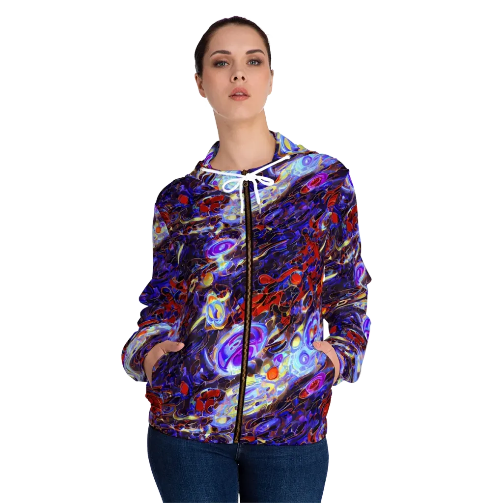 Stellar Molten on Women's Full-Zip Hoodie — Front On Person