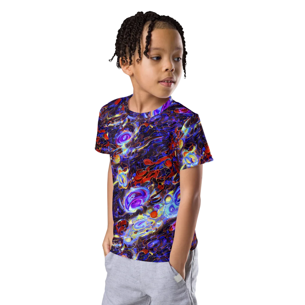 Stellar Molten on Kids Crew Neck T-Shirt — Left Front