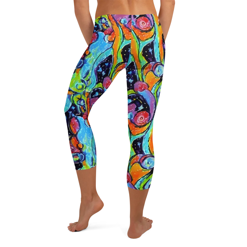 Cosmic Fruitfall on Capri Leggings — Back