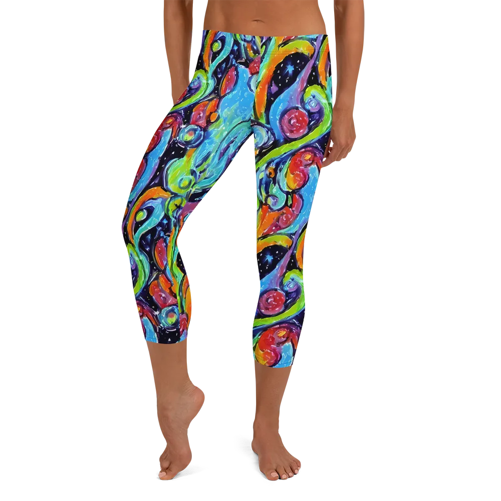 Cosmic Fruitfall on Capri Leggings — Front