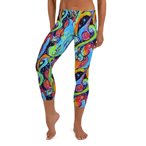 Cosmic Fruitfall on a Capri Leggings