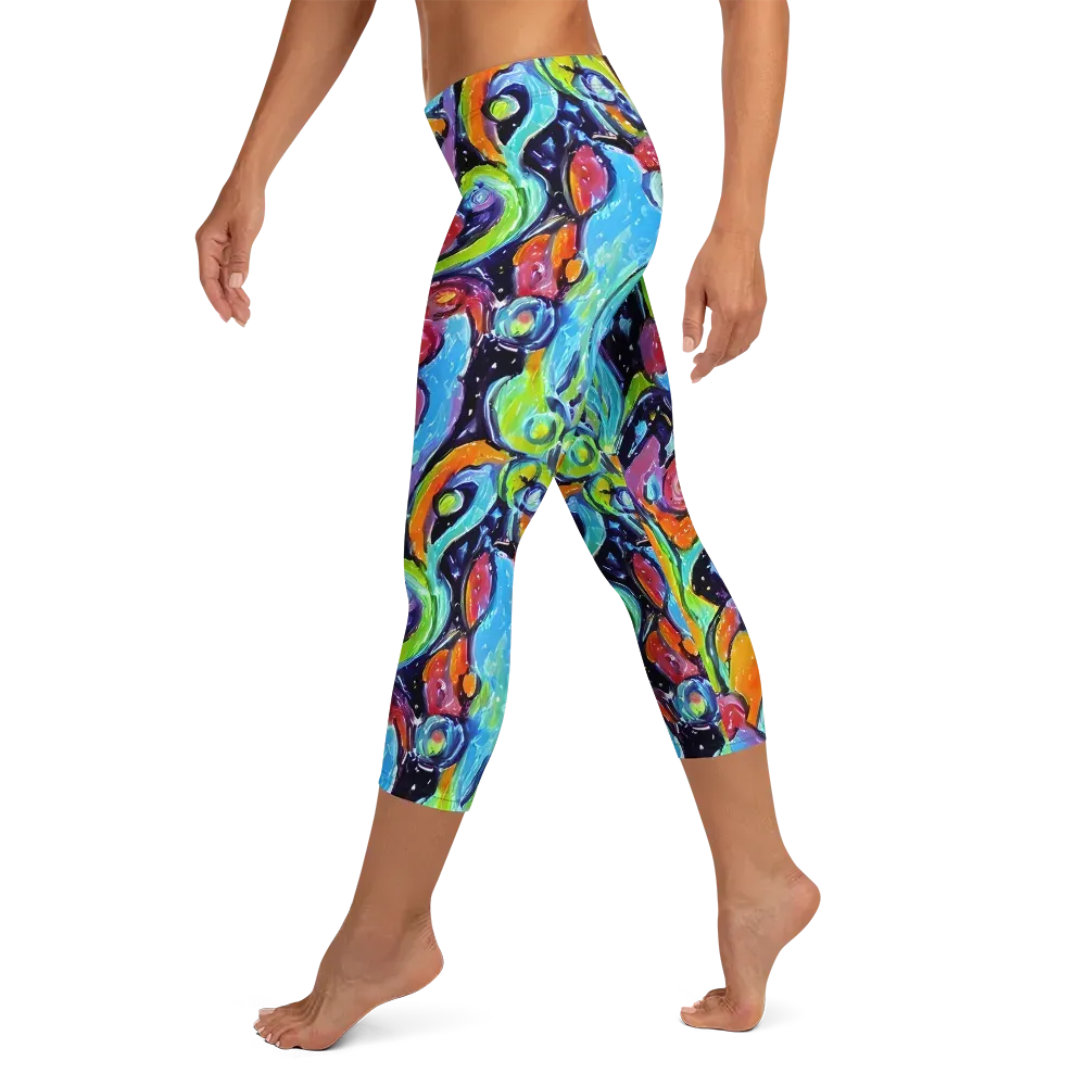 Cosmic Fruitfall on Capri Leggings — Left
