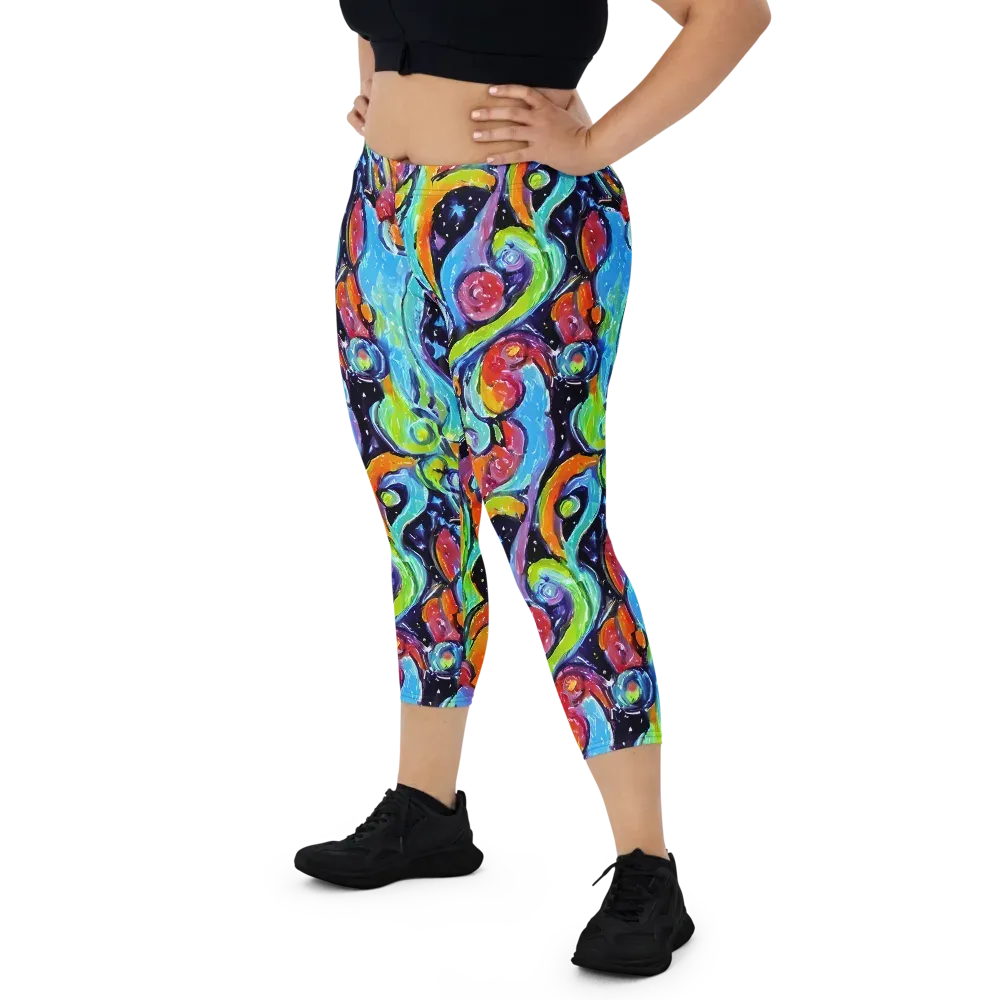 Cosmic Fruitfall on Capri Leggings — Front