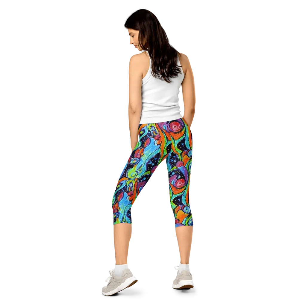 Cosmic Fruitfall on Capri Leggings — Back