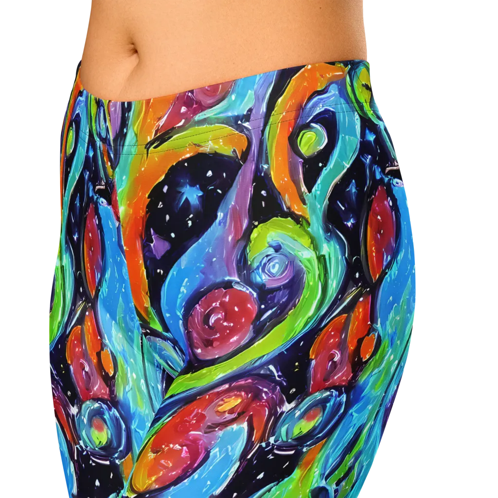 Cosmic Fruitfall on Capri Leggings — Zoomed-in