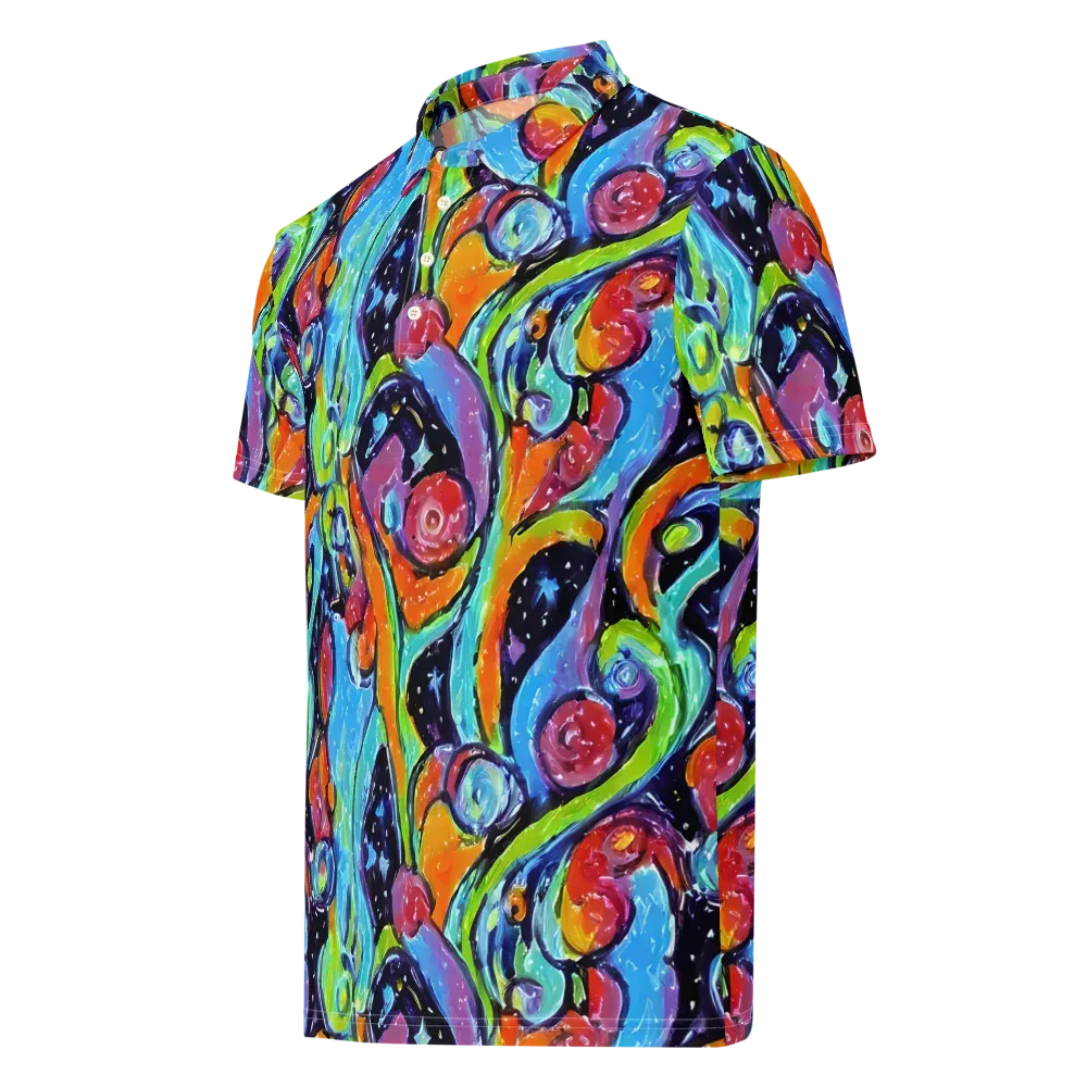 Cosmic Fruitfall on Men's Slim Fit Polo Shirt — Left Front