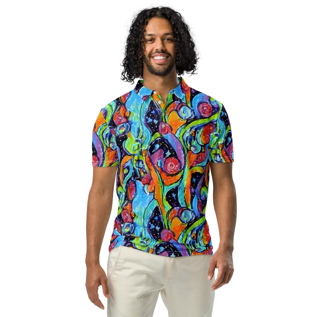 Cosmic Fruitfall on Men's Slim Fit Polo Shirt — Front