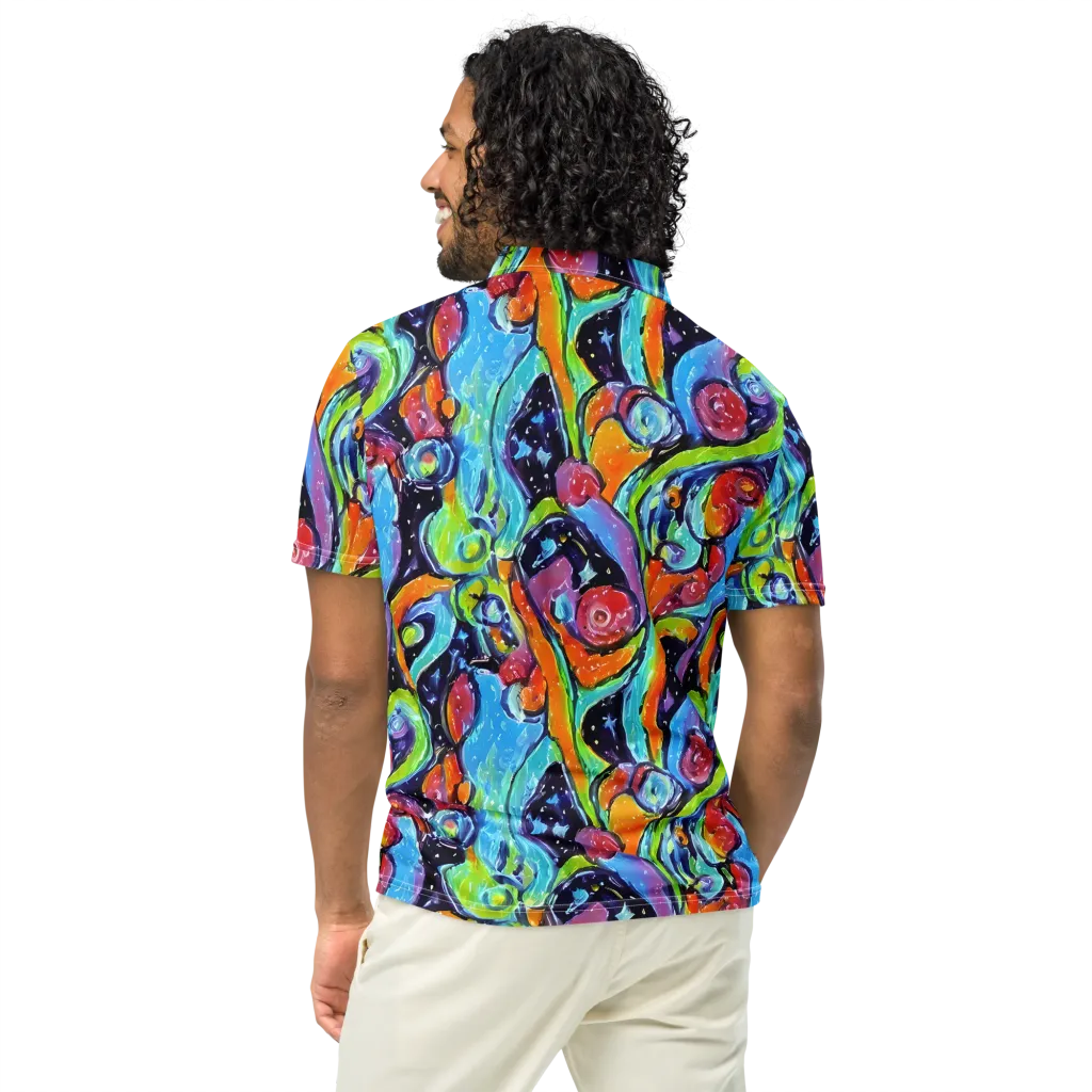 Cosmic Fruitfall on Men's Slim Fit Polo Shirt — Back