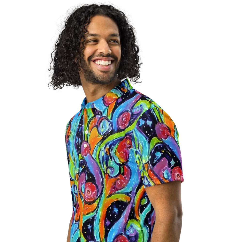 Cosmic Fruitfall on Men's Slim Fit Polo Shirt — Left Front