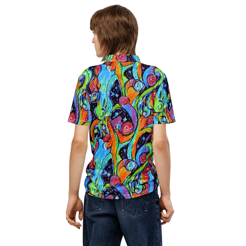 Cosmic Fruitfall on Men's Slim Fit Polo Shirt — Back