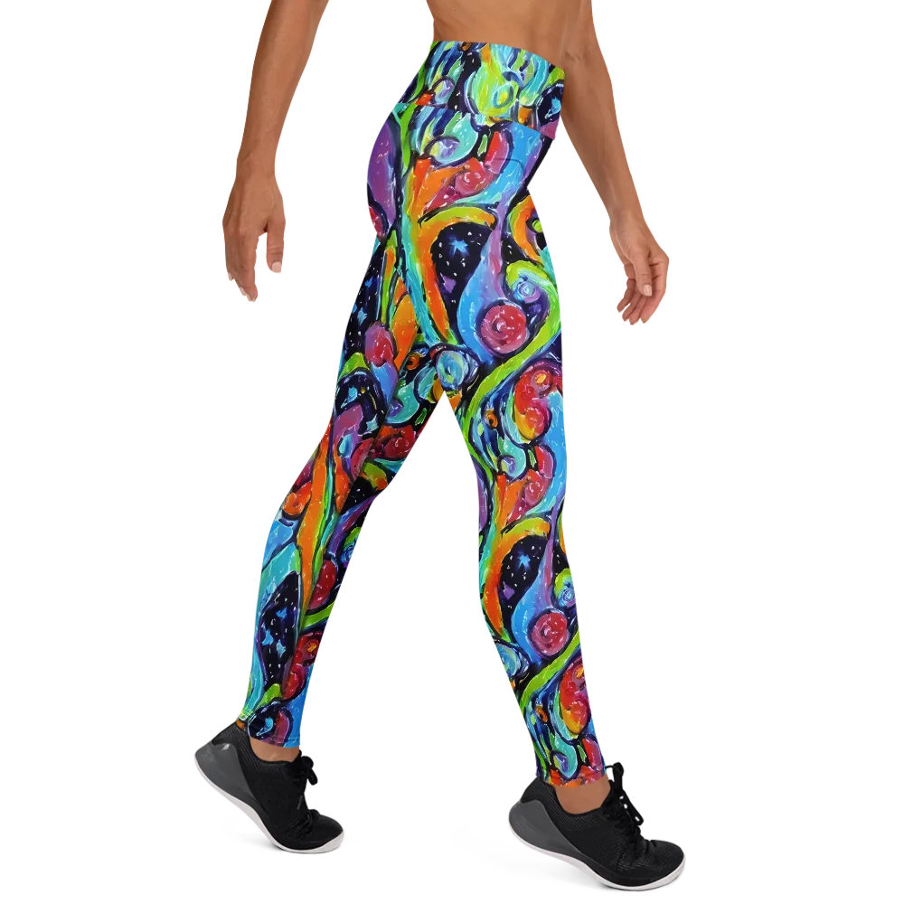 Cosmic Fruitfall on Yoga Leggings — Right