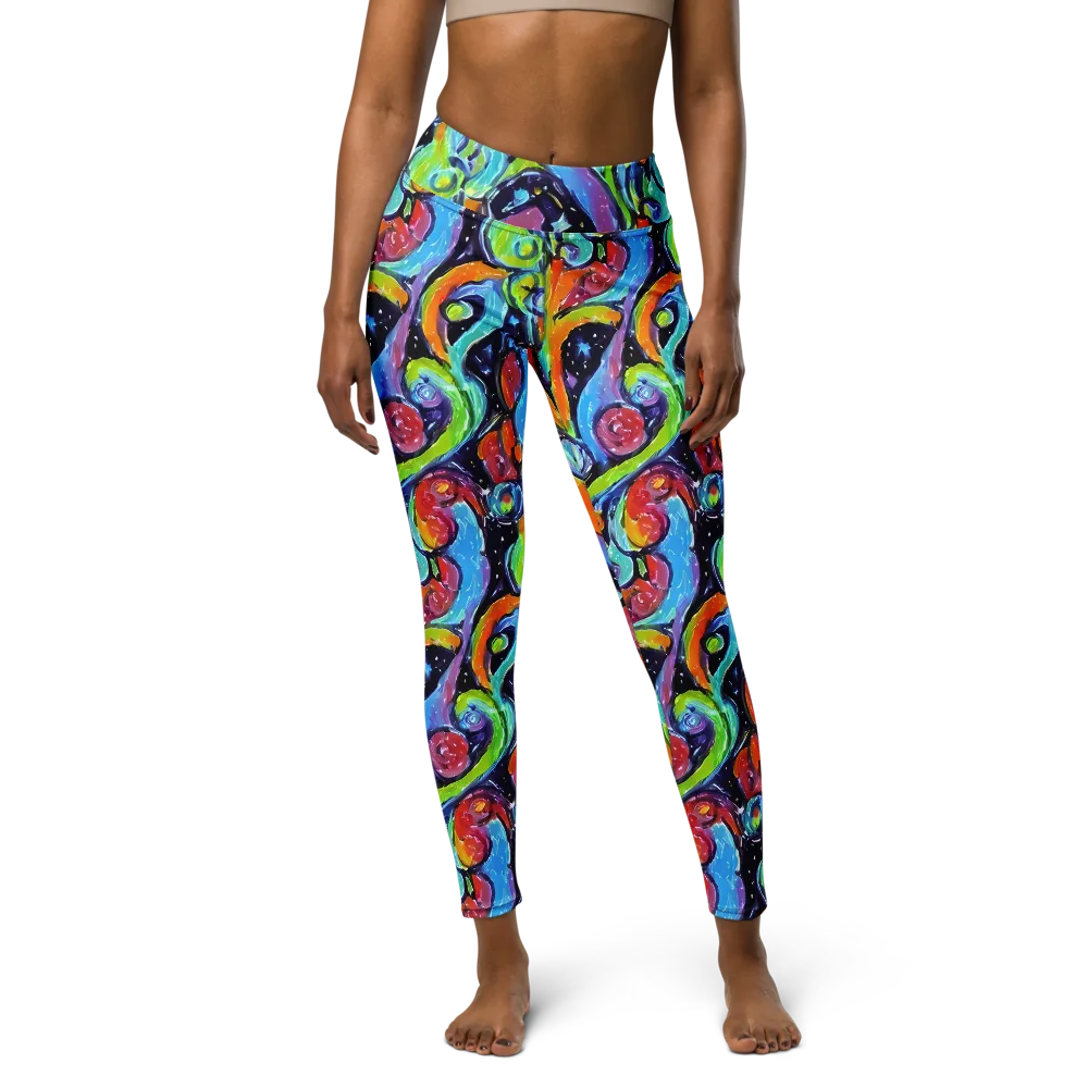Cosmic Fruitfall on Yoga Leggings — Front