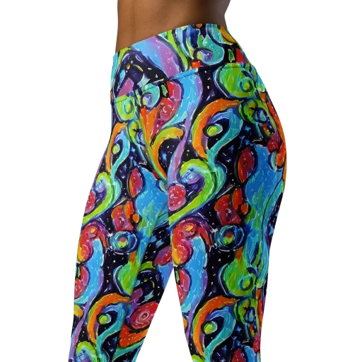 Cosmic Fruitfall on a Yoga Leggings