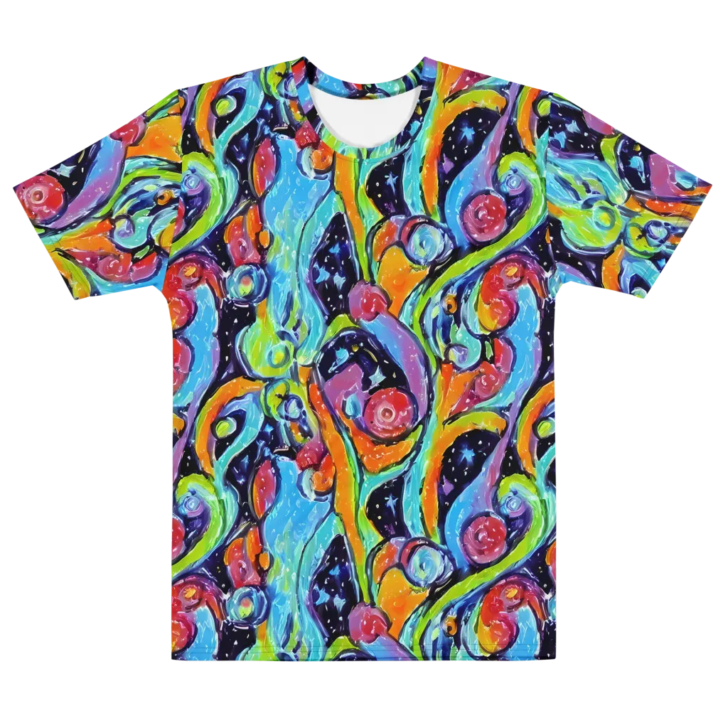 Cosmic Fruitfall on Men's Cotton Crew Neck T-Shirt — Front