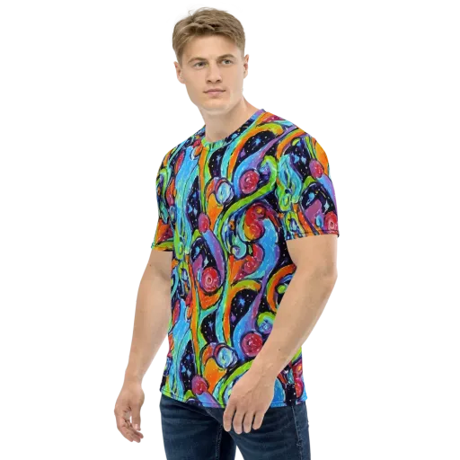 Cosmic Fruitfall on a Men's Crew Neck T-Shirt