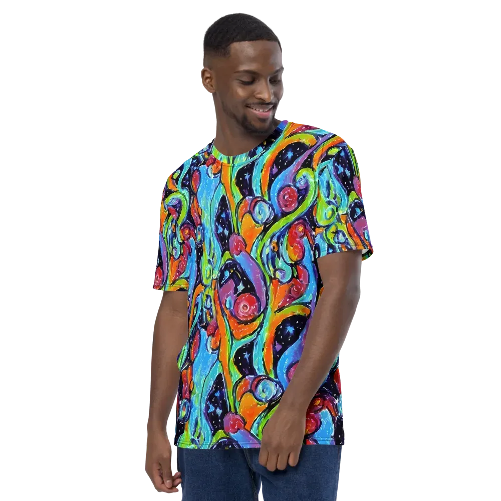Cosmic Fruitfall on Men's Crew Neck T-Shirt — Left
