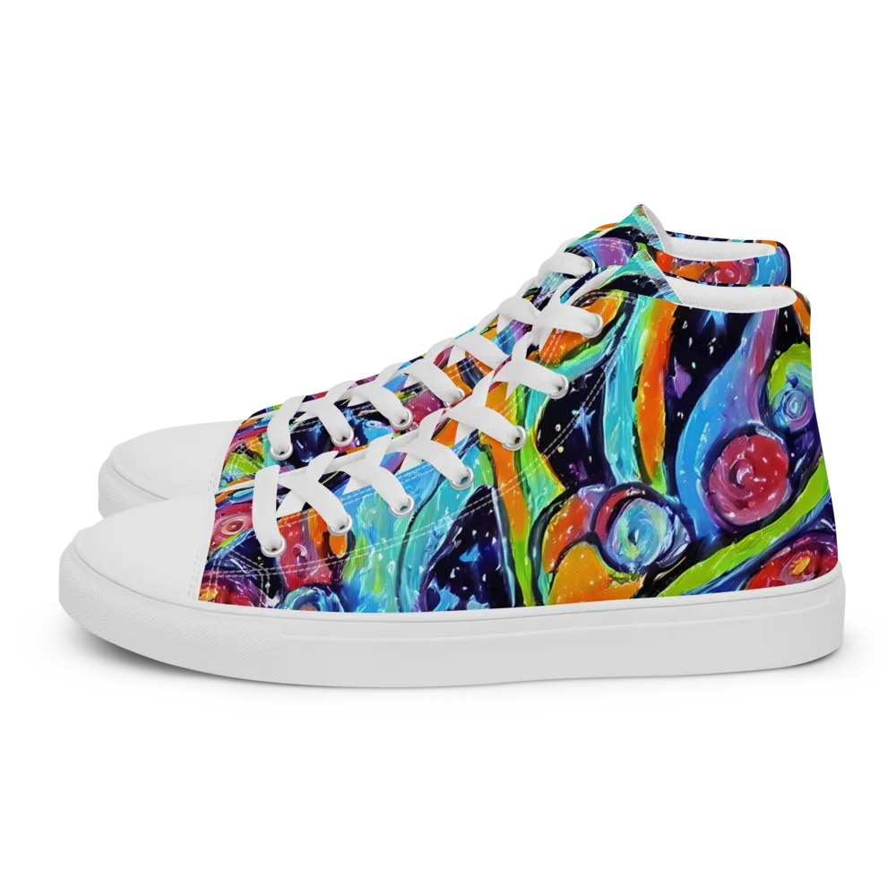 Cosmic Fruitfall on Men's High Top Canvas Shoes — Left