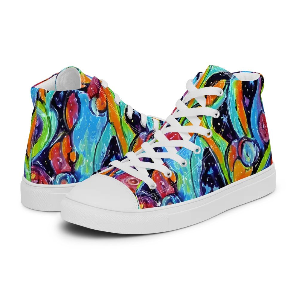 Cosmic Fruitfall on Men's High Top Canvas Shoes — Left