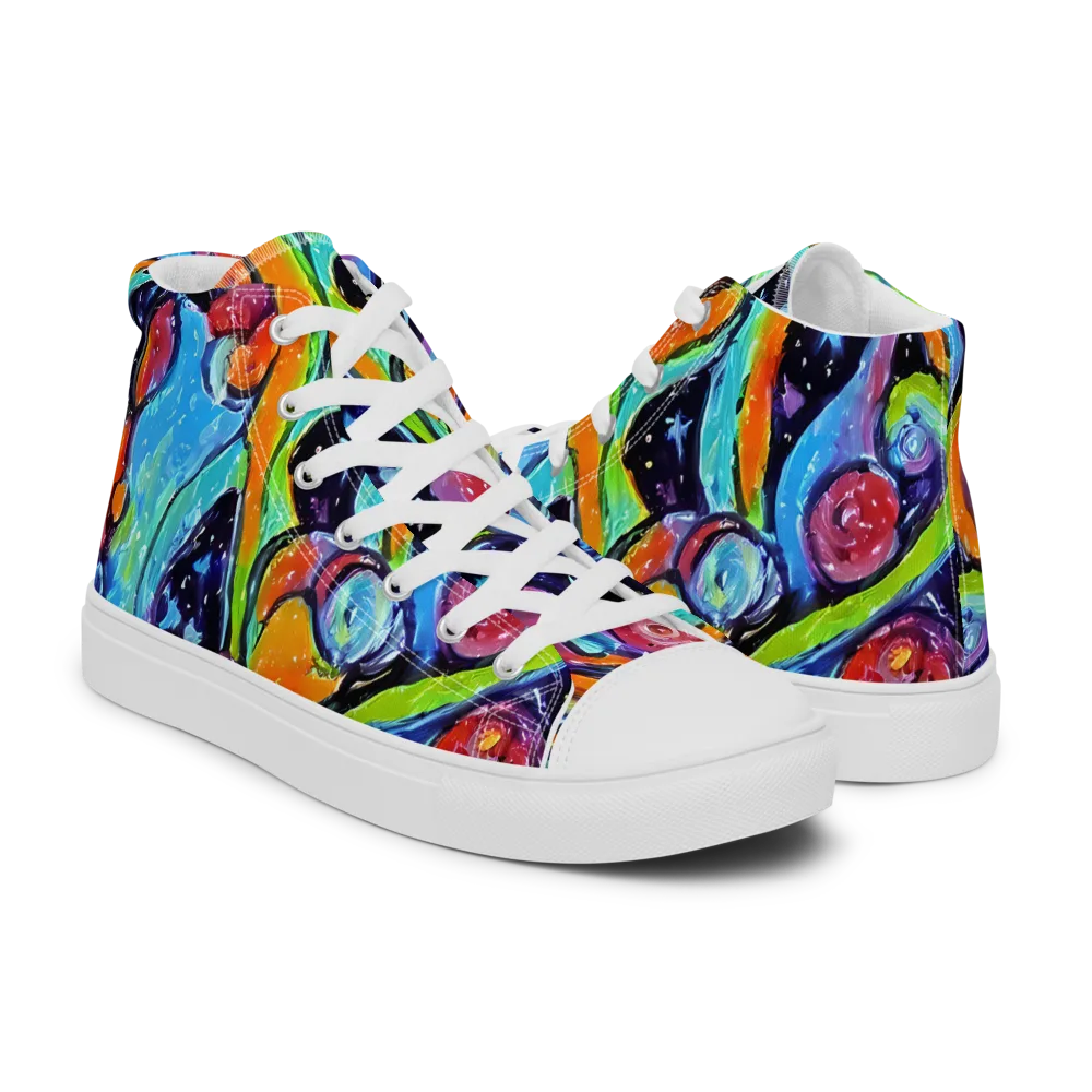 Cosmic Fruitfall on Men's High Top Canvas Shoes — Right