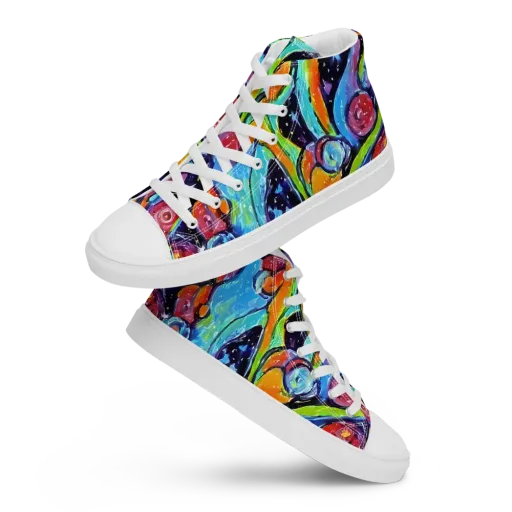 Cosmic Fruitfall on a Men's High Top Canvas Shoes