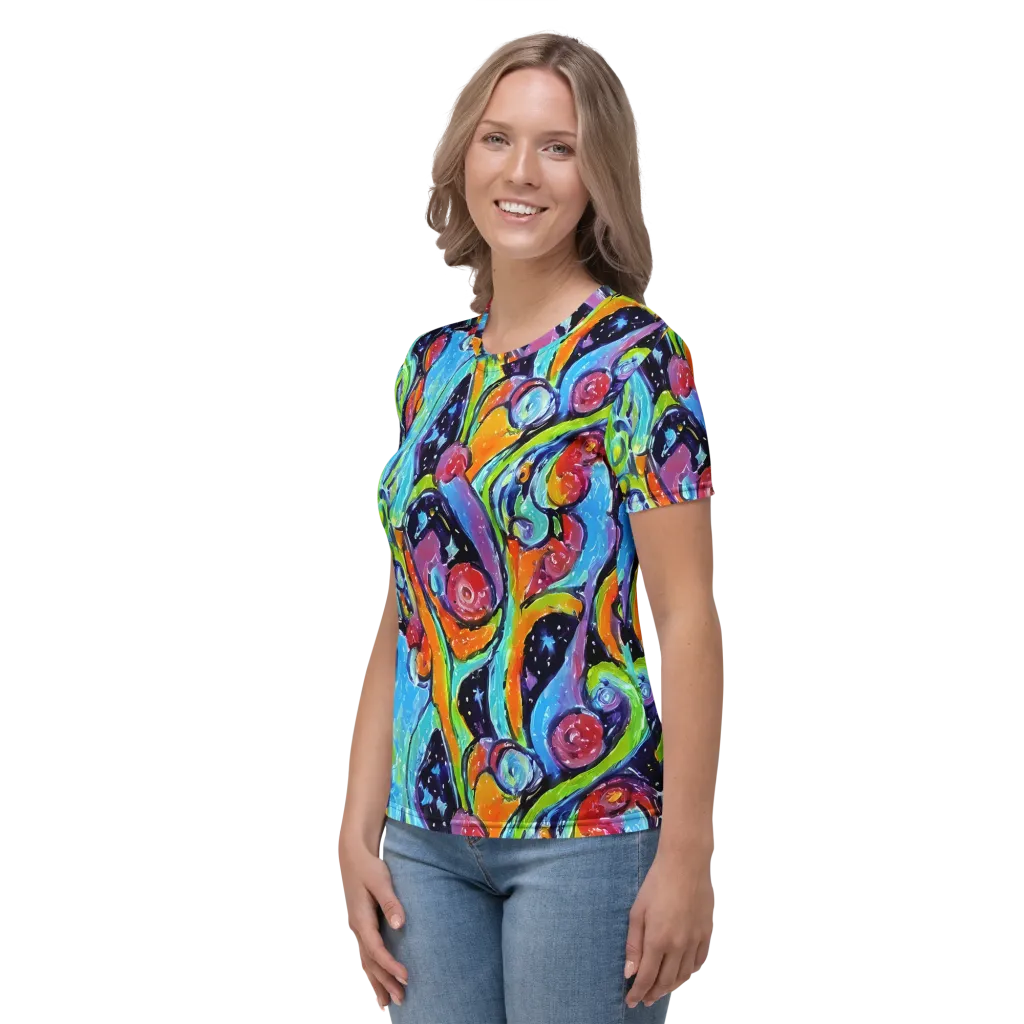 Cosmic Fruitfall on Women's Crew Neck T-Shirt — Left