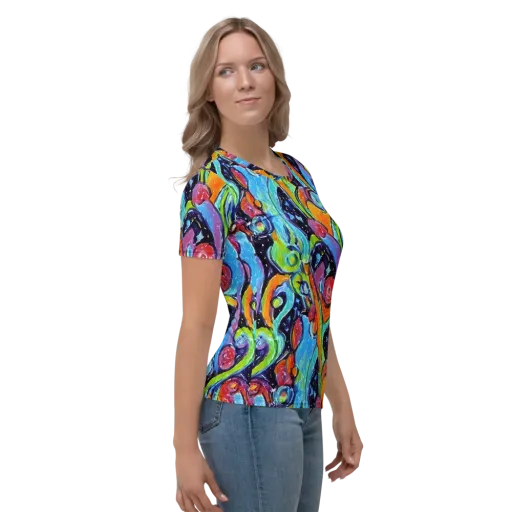 Cosmic Fruitfall on a Women's Crew Neck T-Shirt